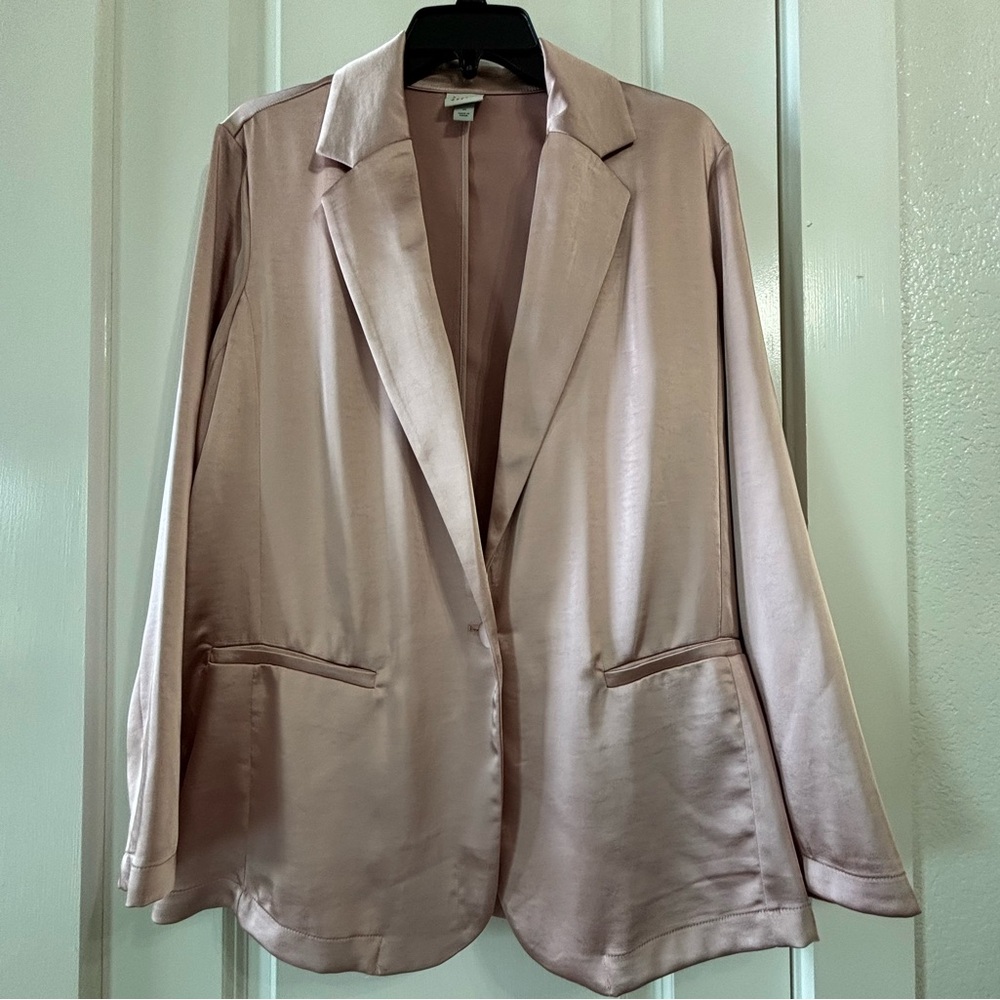 a new day Satin Blazer and Pants set in Light Pink